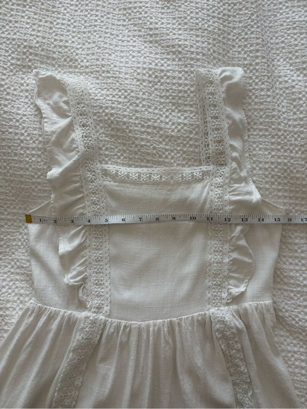 Altar’d State White Lace Trim Ruffle Mini Dress Cottagecore Boho Size S - Picture 9 of 10